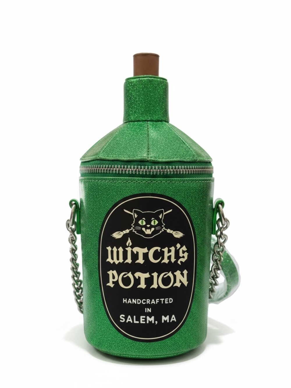 MAD Engine Fine By Me Witch's Potion Green Glitter Bottle Bag